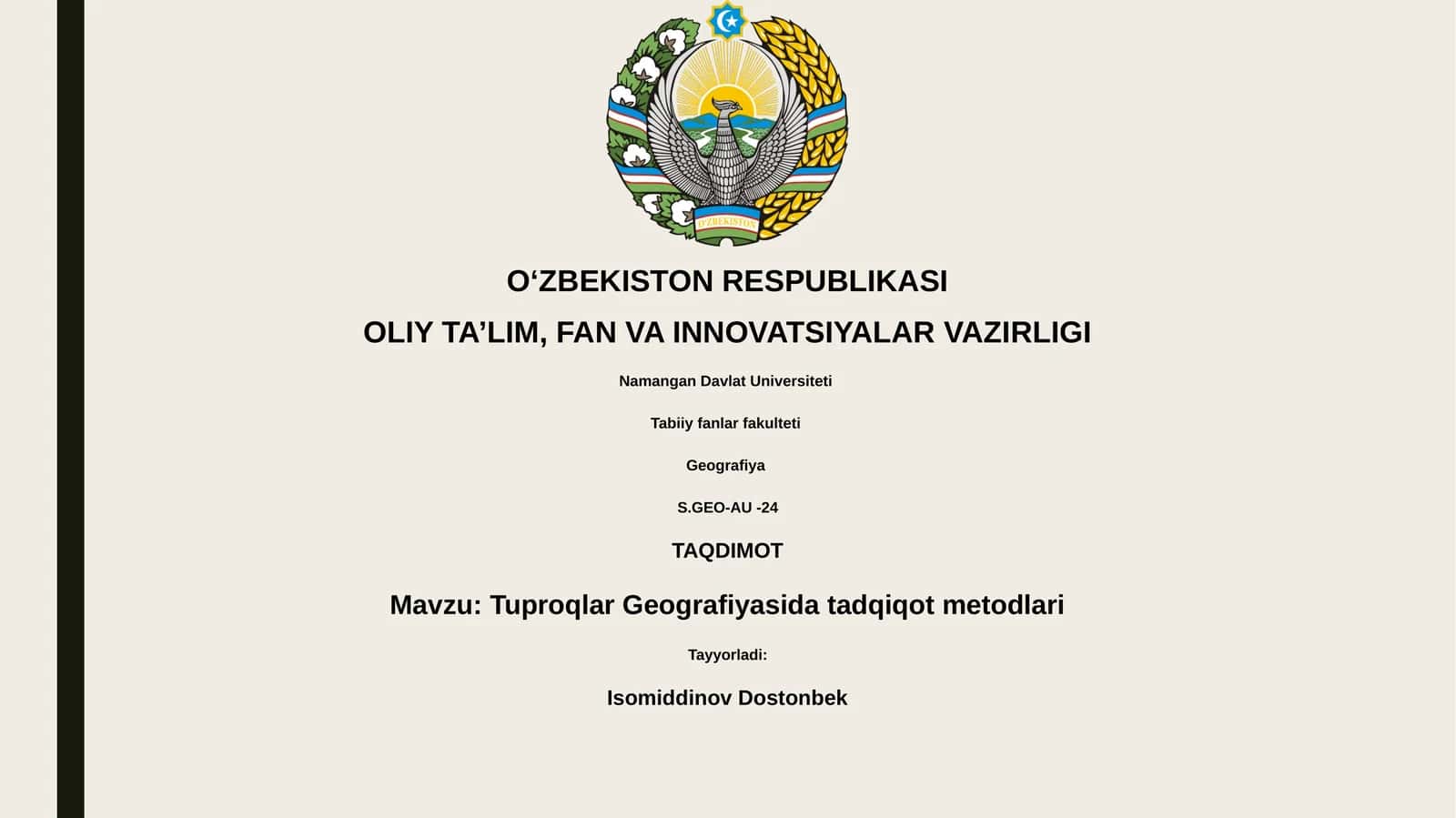 Tuproqlar Geografiyasida tadqiqot metodlari