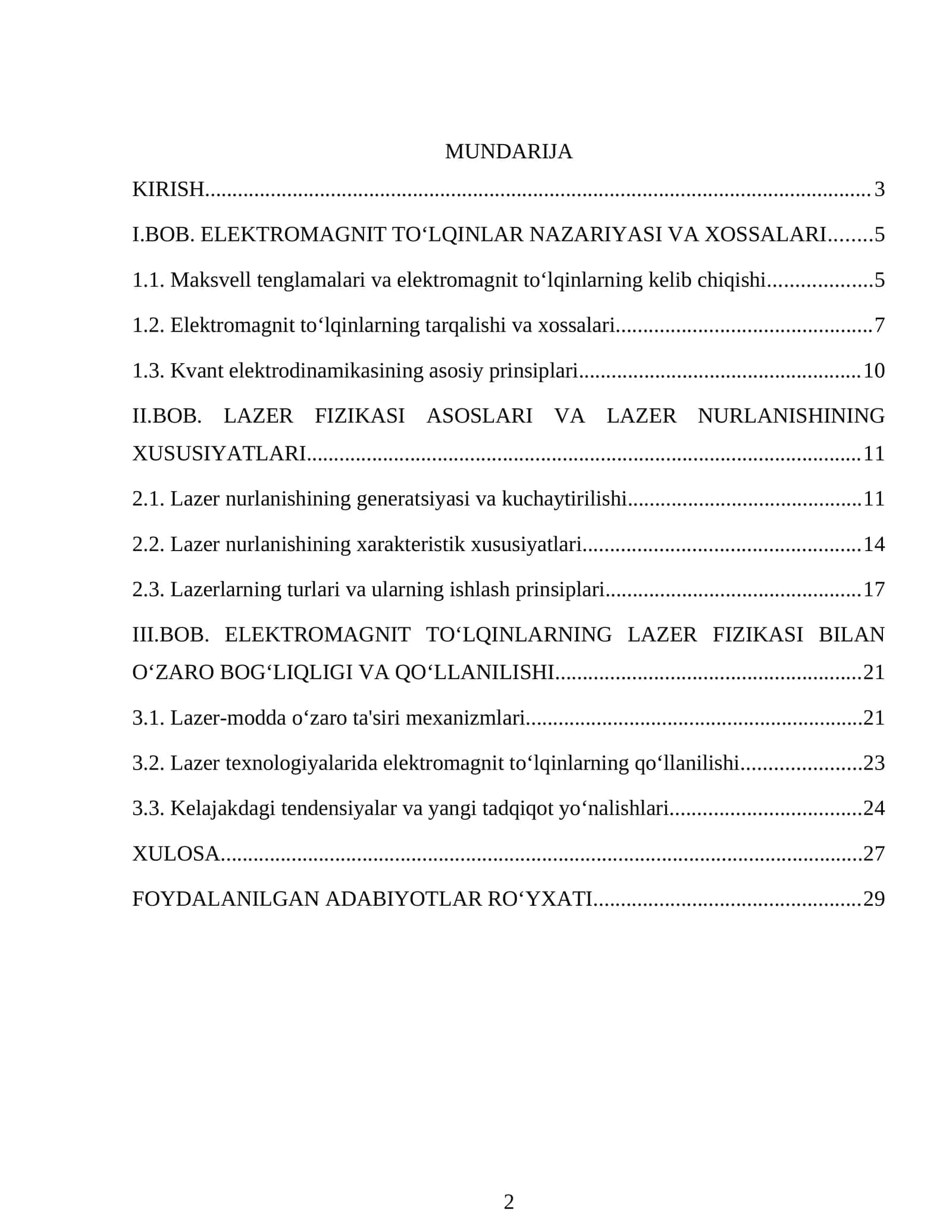 ELEKTROMAGNIT TOʻLQINLARNING LAZER FIZIKASI BILAN BOGʻLIQLIGI.docx