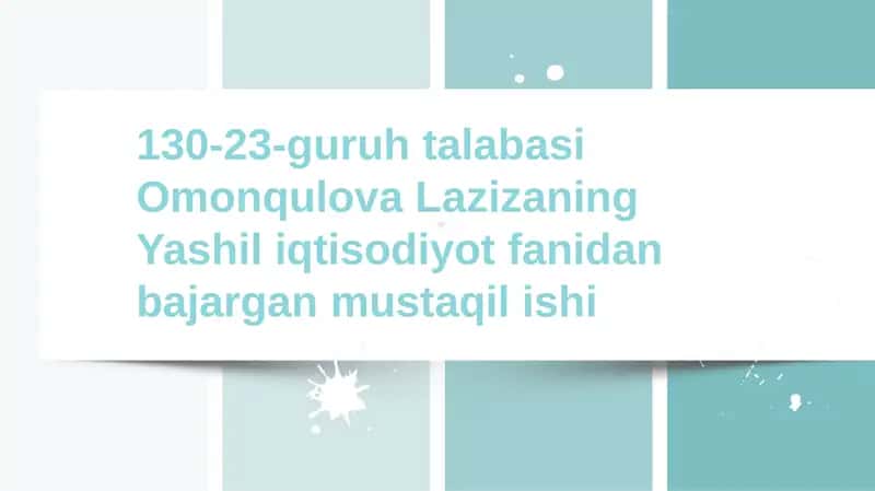 IHTT mamlakatlarida “yashil o‘sish”ni ta’minlash modellari