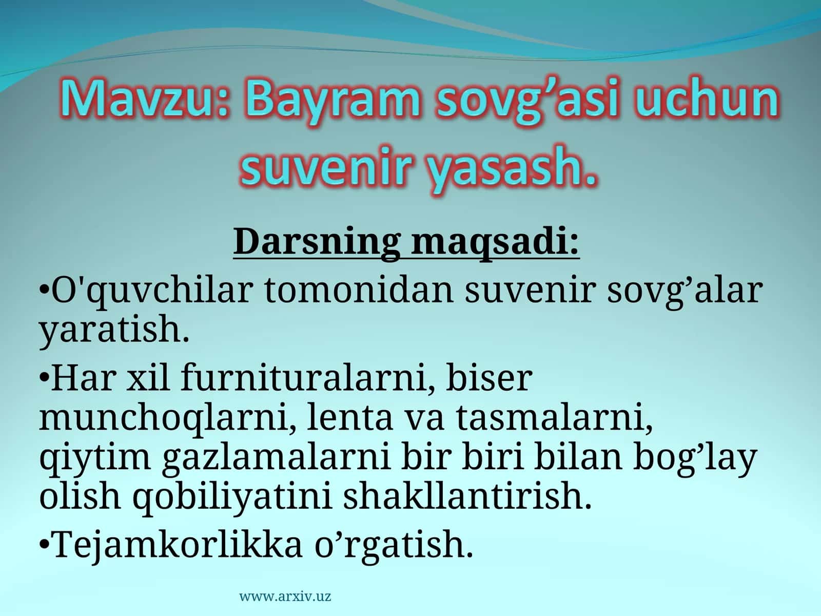 Suvenir sovg’alar yaratish