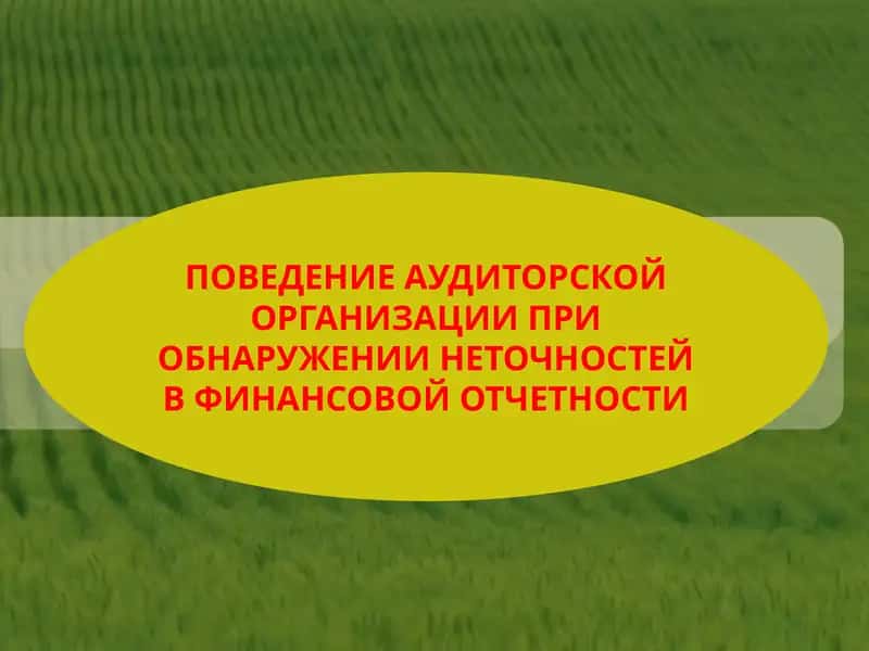 ПОВЕДЕНИЕ АУДИТОРСКОЙ ОРГАНИЗАЦИИ ПРИ ОБНАРУЖЕНИИ НЕТОЧНОСТЕЙ В ФИНАНСОВОЙ ОТЧЕТНОСТИ
