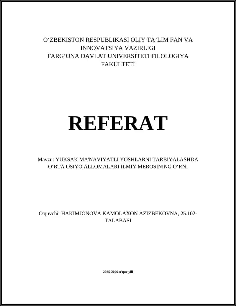 Oʻrta Osiyo Allomalari Ilmiy Merosi