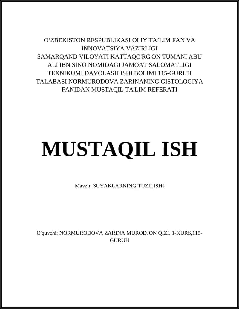 MUSTAQIL TA'LIM REFERATI
