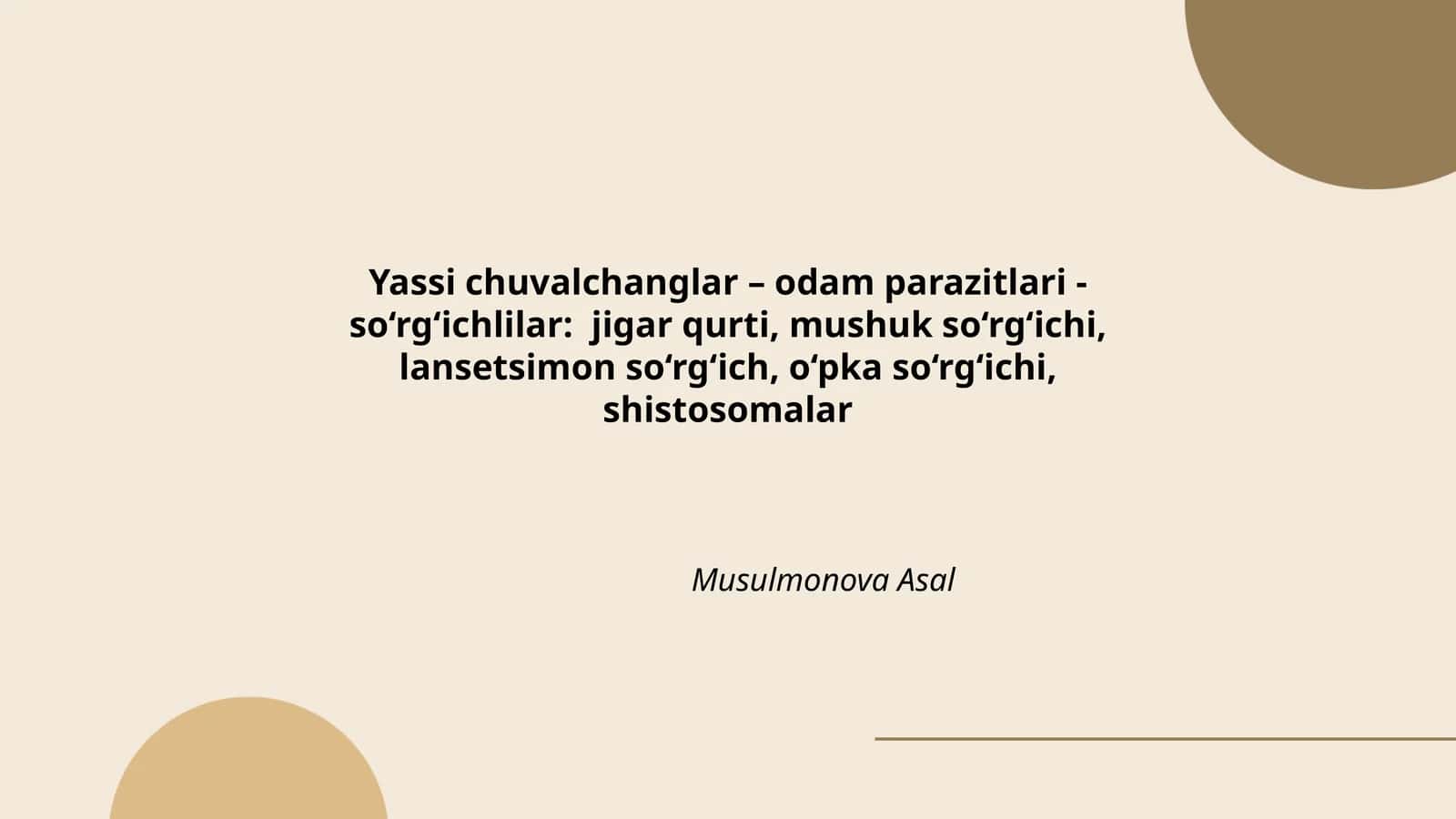 Yassi chuvalchanglar - odam parazitlari