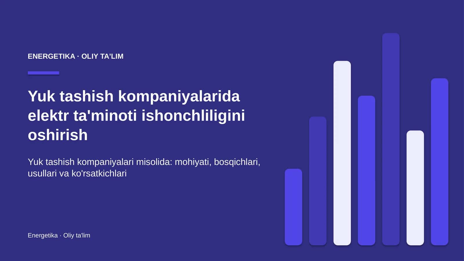 Yuk tashish kompaniyalarida elektr ta'minoti ishonchliligini oshirish