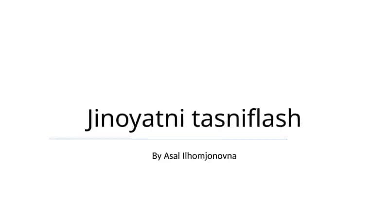 Jinoyatni tasniflash