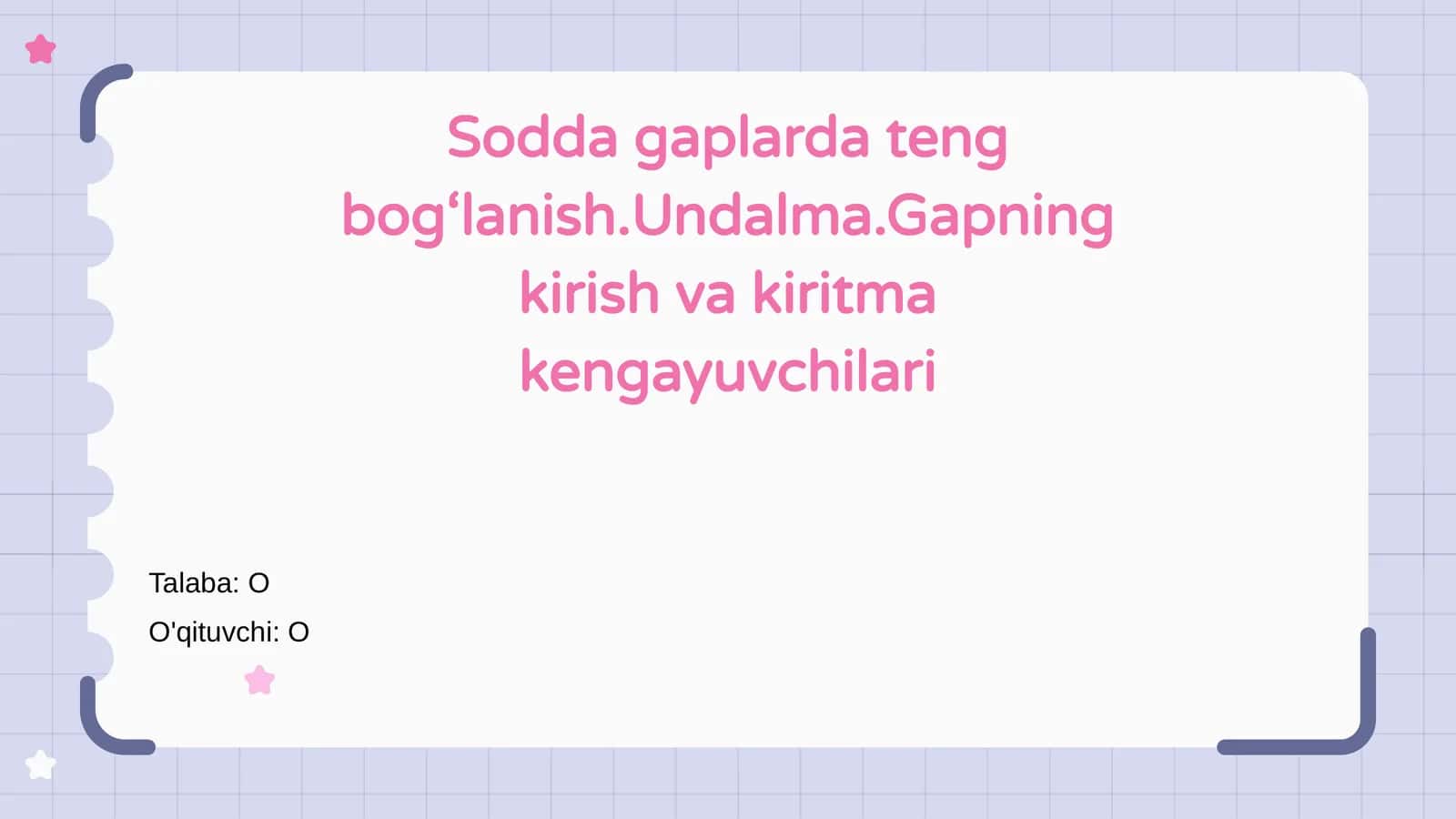 Sodda gaplarda teng bog‘lanish