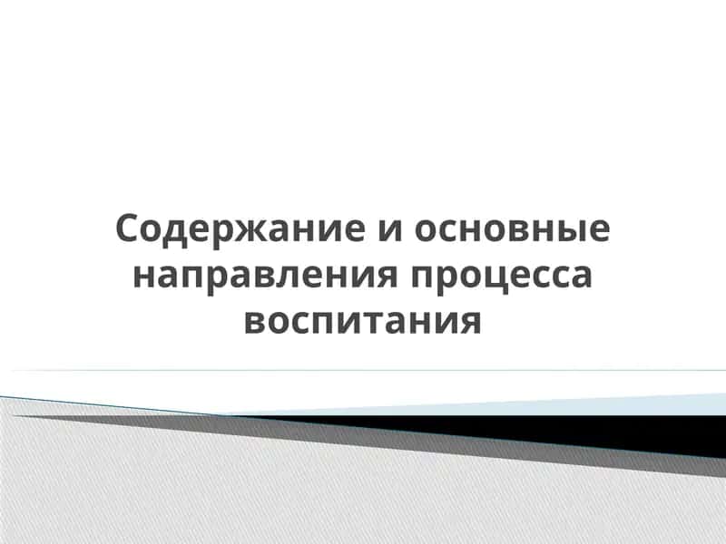 Содержание и основные направления процесса воспитания