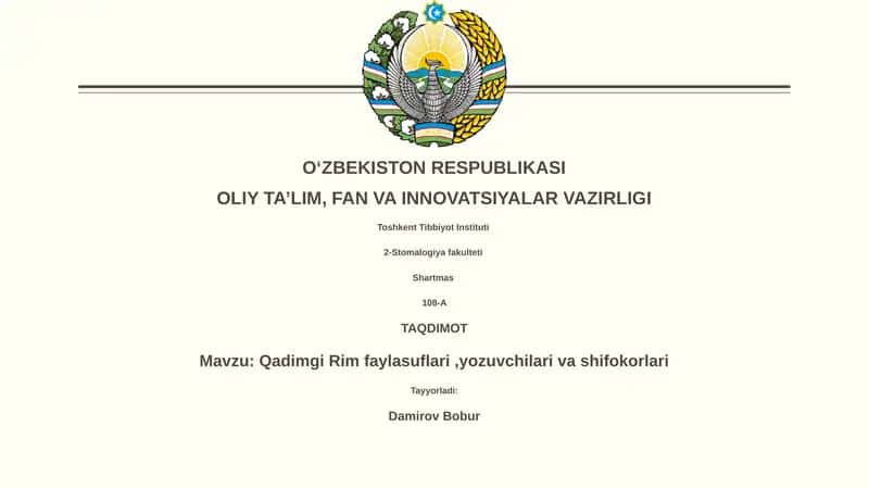 Qadimgi Rim faylasuflari,yozuvchilari va shifokorlari