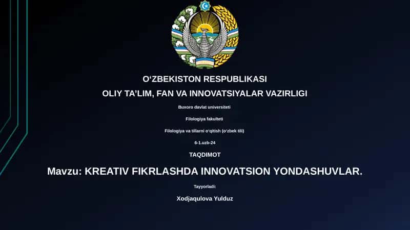 KREATIV FIKRLASHDA INNOVATSION YONDASHUVLAR