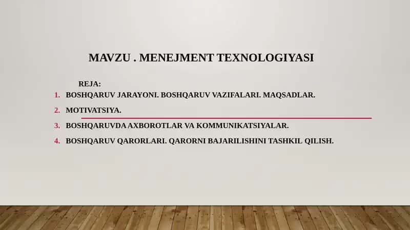 Menejment texnologiyasi