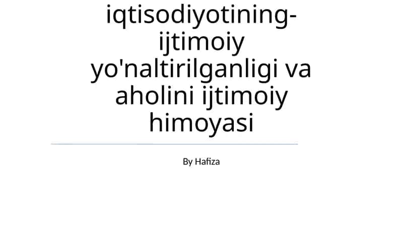 Aholini ijtimoiy himoya qilish tizimi