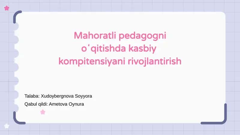 Kasbiy kompetentsiya asoslari