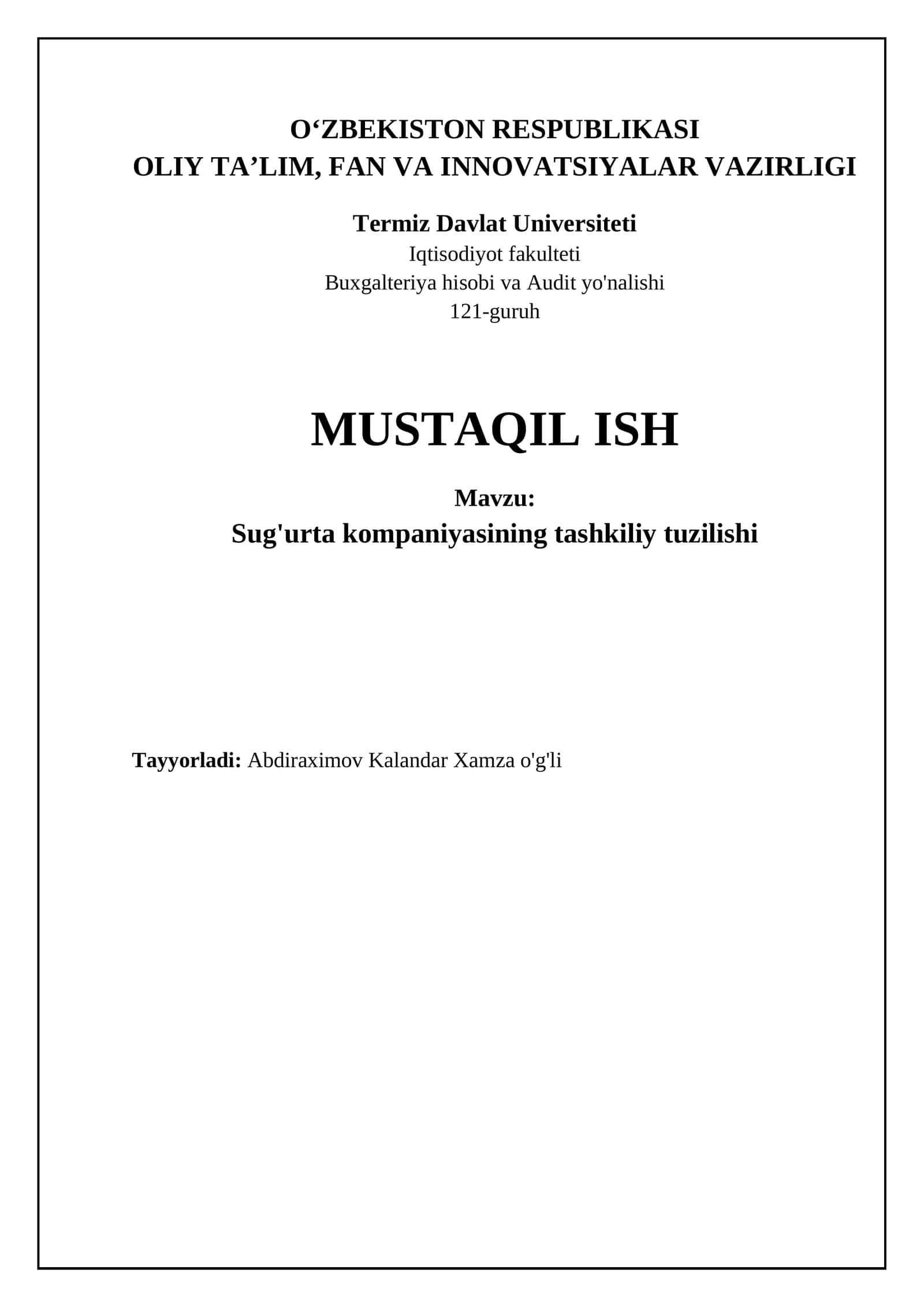 Sug'urta kompaniyasining tashkiliy tuzilishi: turlari va asosiy elementlari