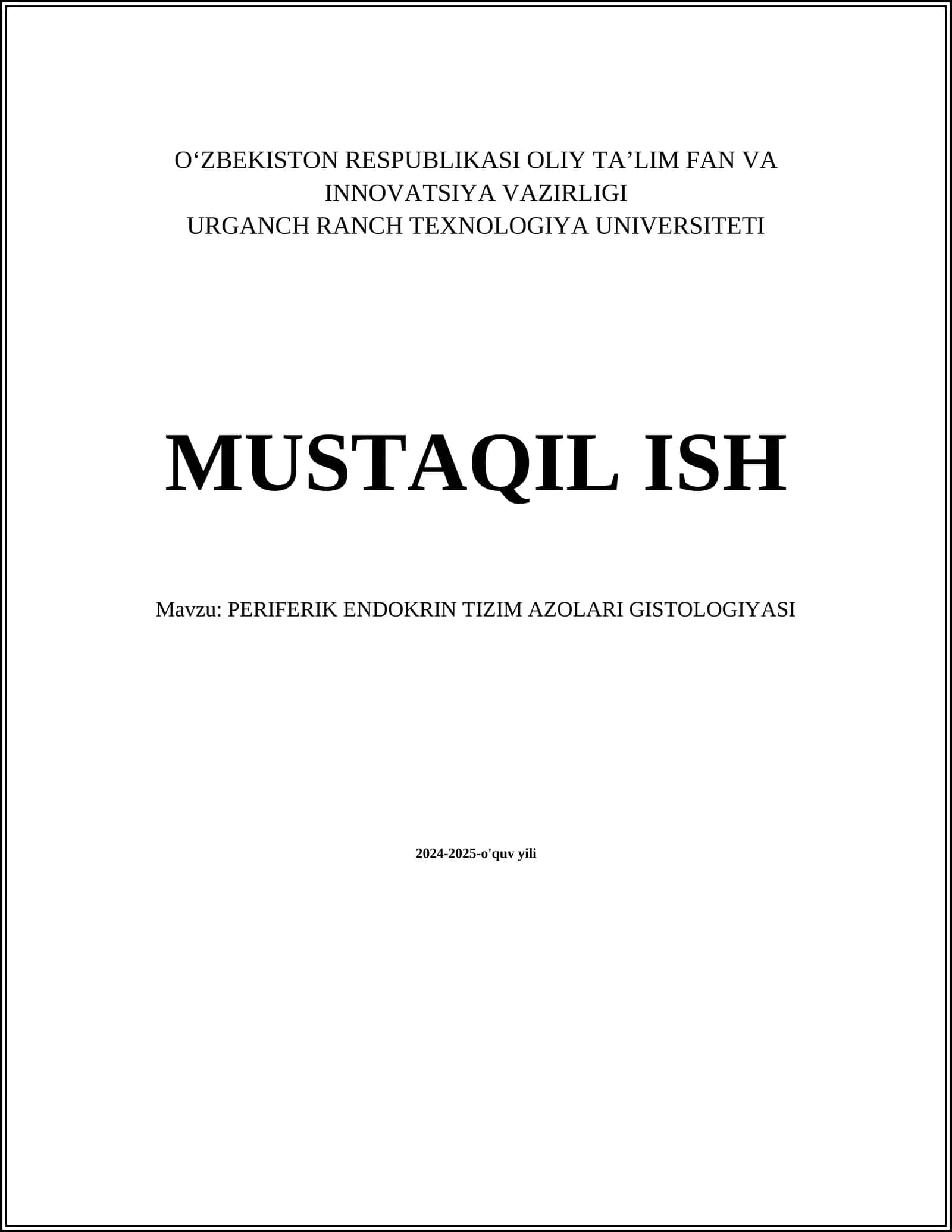 PERIFERIK ENDOKRIN TIZIM AZOLARI GISTOLOGIYASI