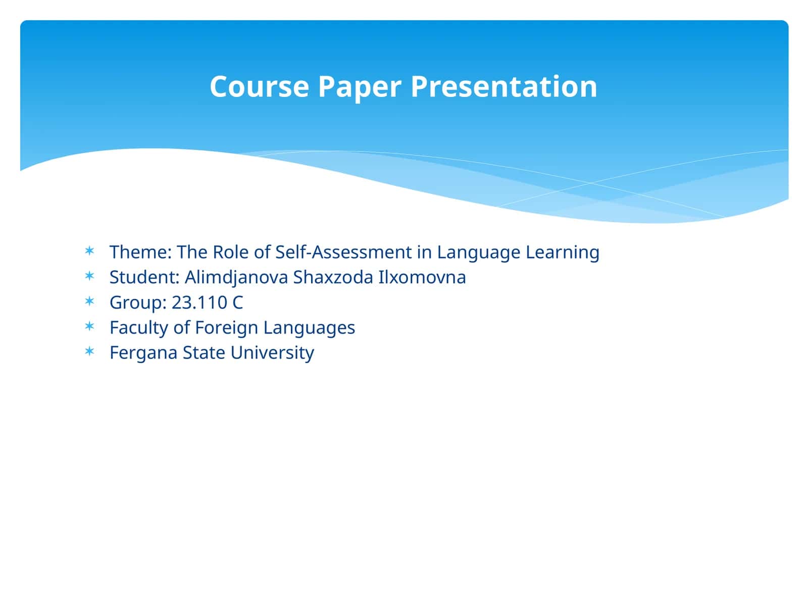 Self-Assessment in Language Learning
