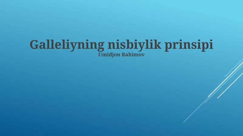 Galleliyning nisbiylik prinsipi