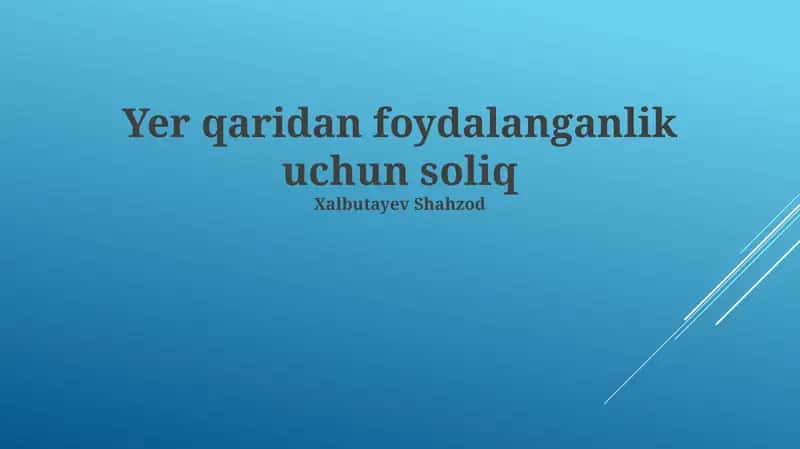 Qor Foydalanish Solig'i