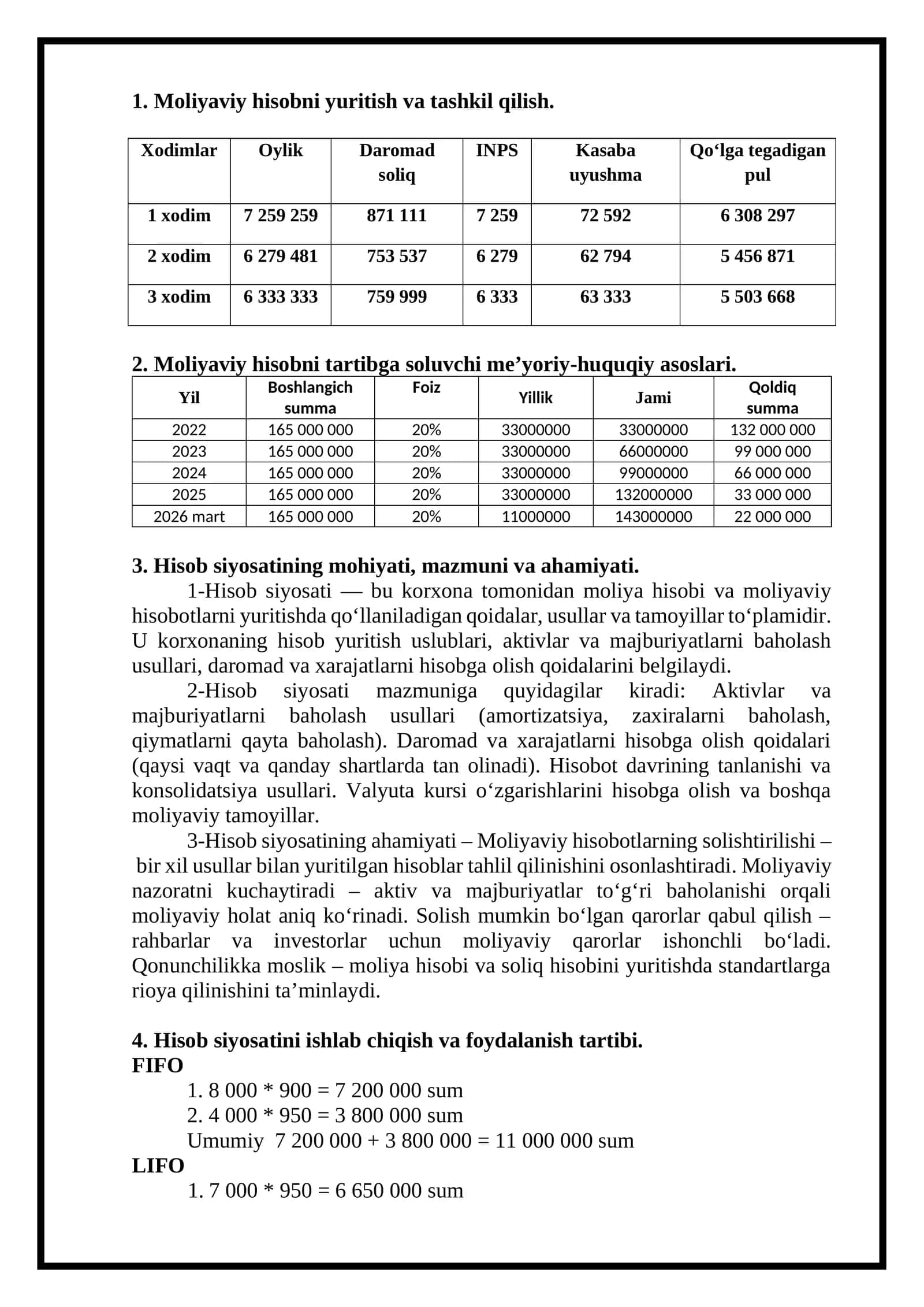 Moliyaviy hisobni yuritish va tashkil qilish