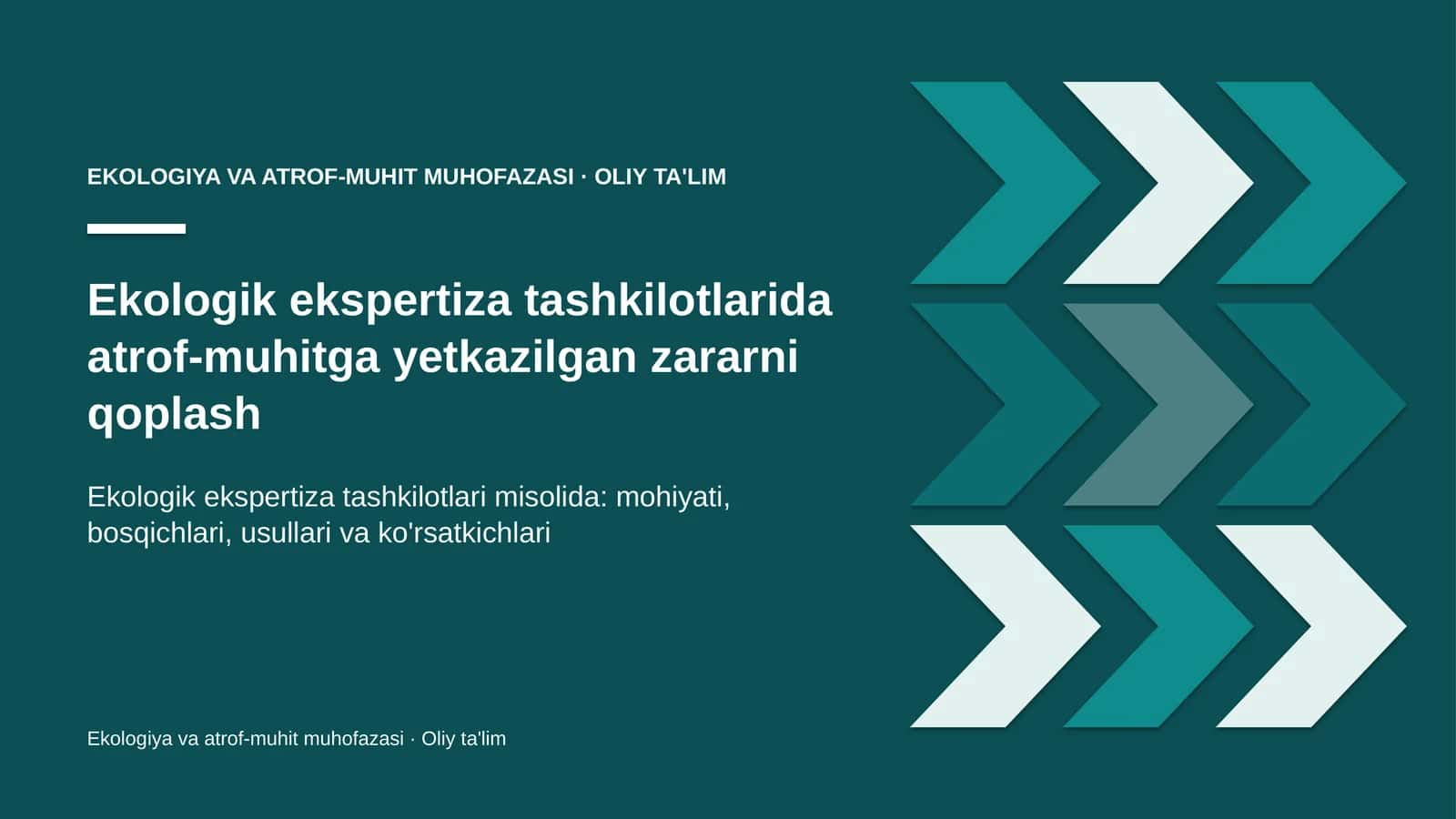 Ekologik ekspertiza tashkilotlarida atrof-muhitga yetkazilgan zararni qoplash