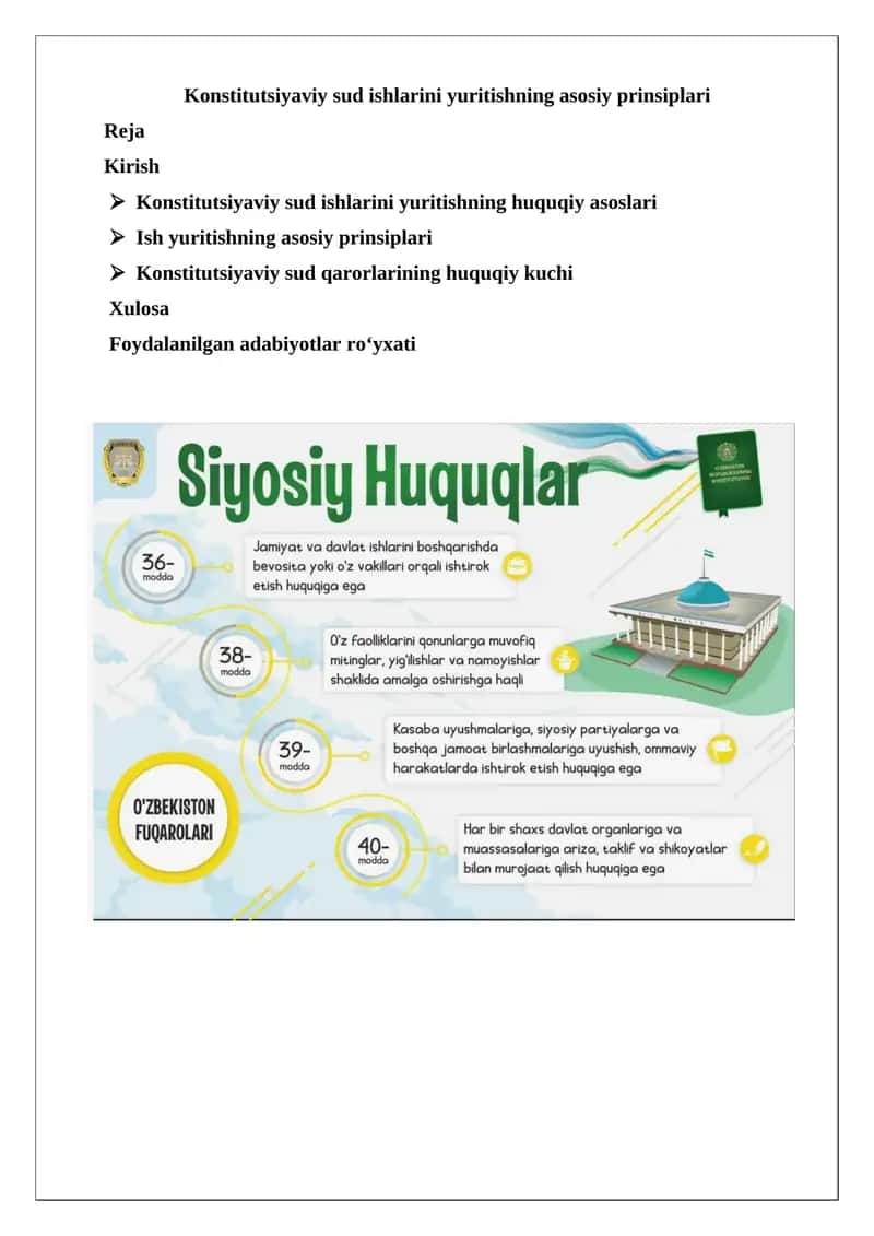 Konstitutsiyaviy sud ishlarini yuritishning asosiy prinsiplari