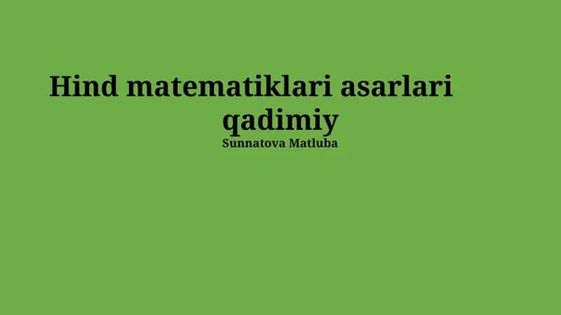Hind matematiklari asarlari