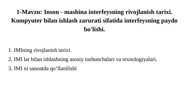 Inson-mashina interfeysning rivojlanishi