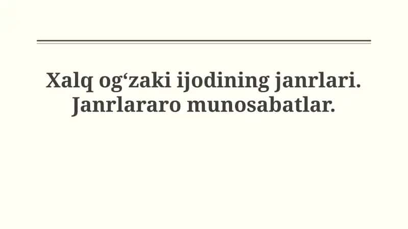 Xalq og‘zaki ijodining janrlari