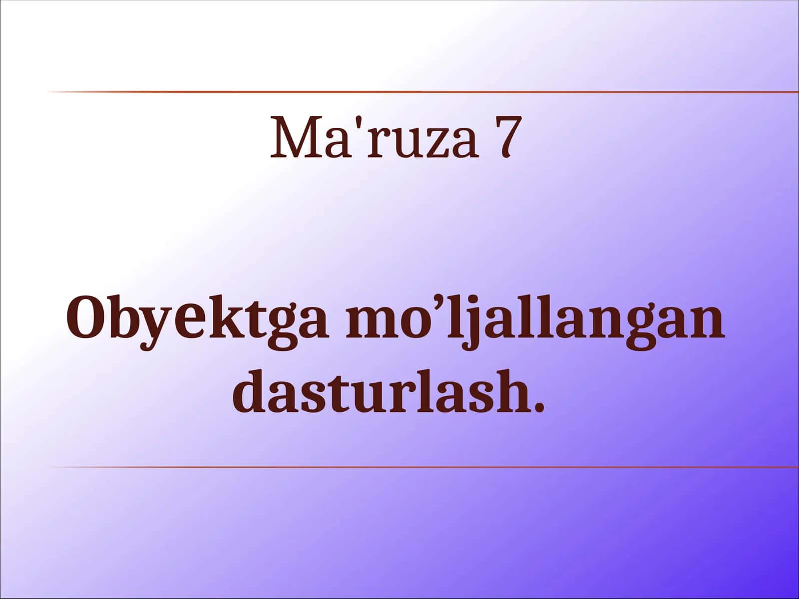 obyektga mo'ljallangan dasturlash