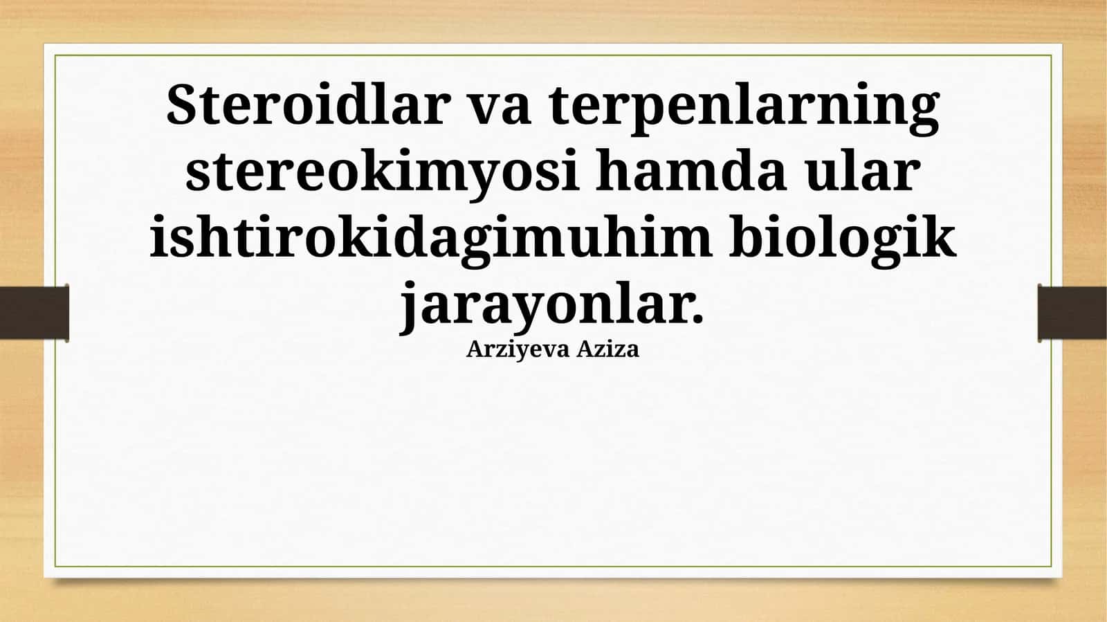 Steroid va Terpenoidlarning Stereokimyosi