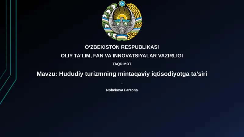 Hududiy turizmning iqtisodiy ta'siri