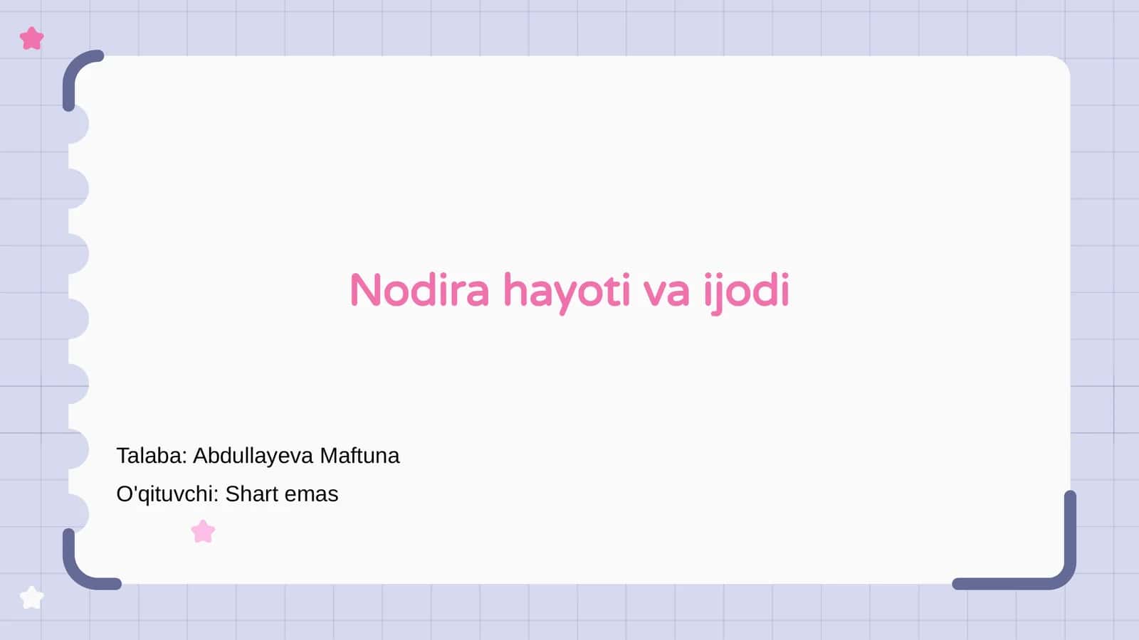 Nodira hayoti va ijodi