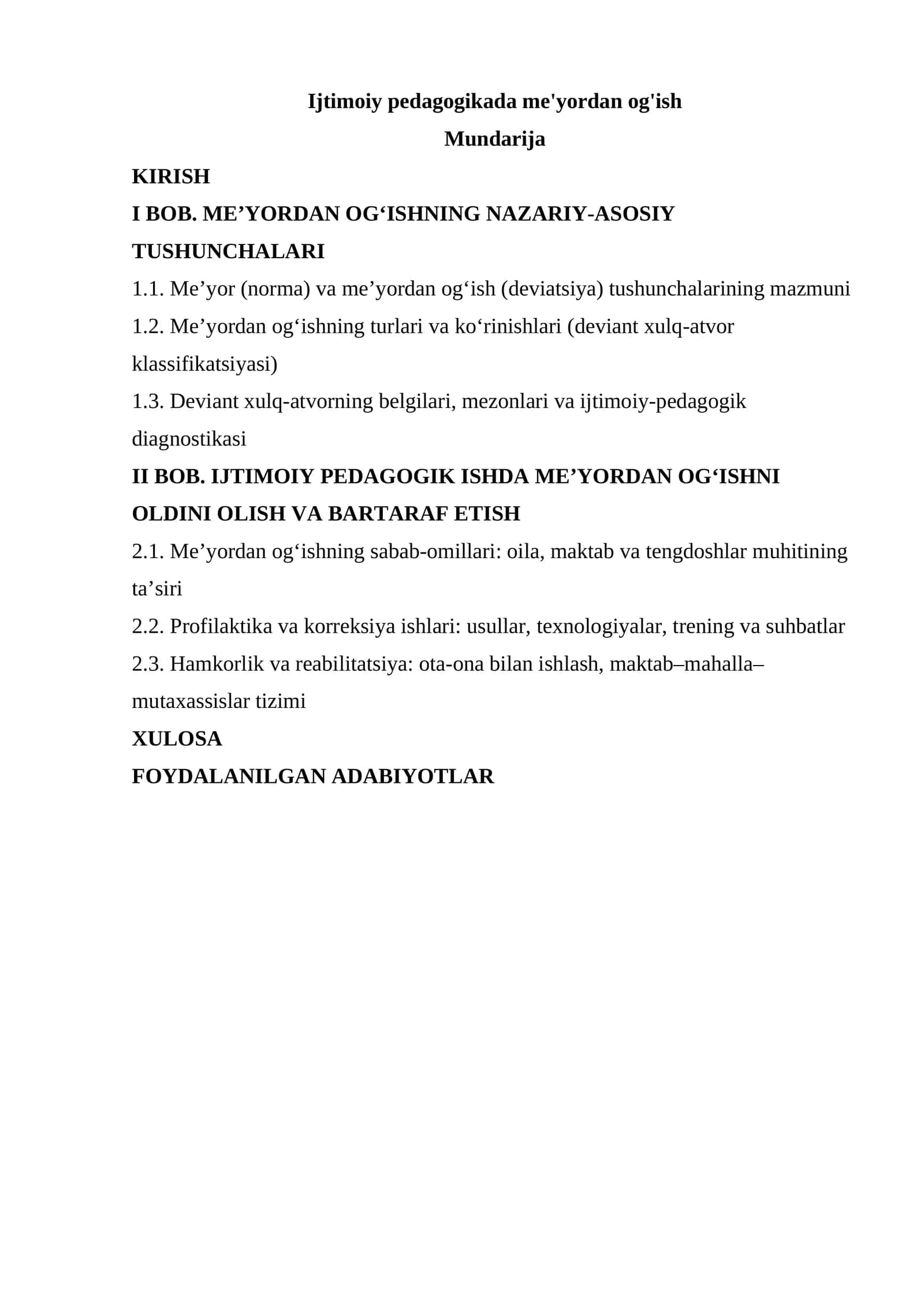 Ijtimoiy pedagogikada me'yordan og'ish