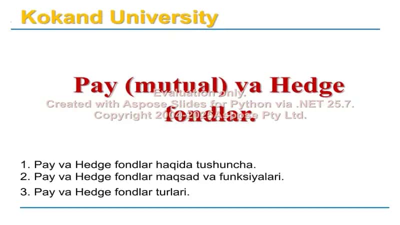 Pay (Mutual) va Hedge fondlar