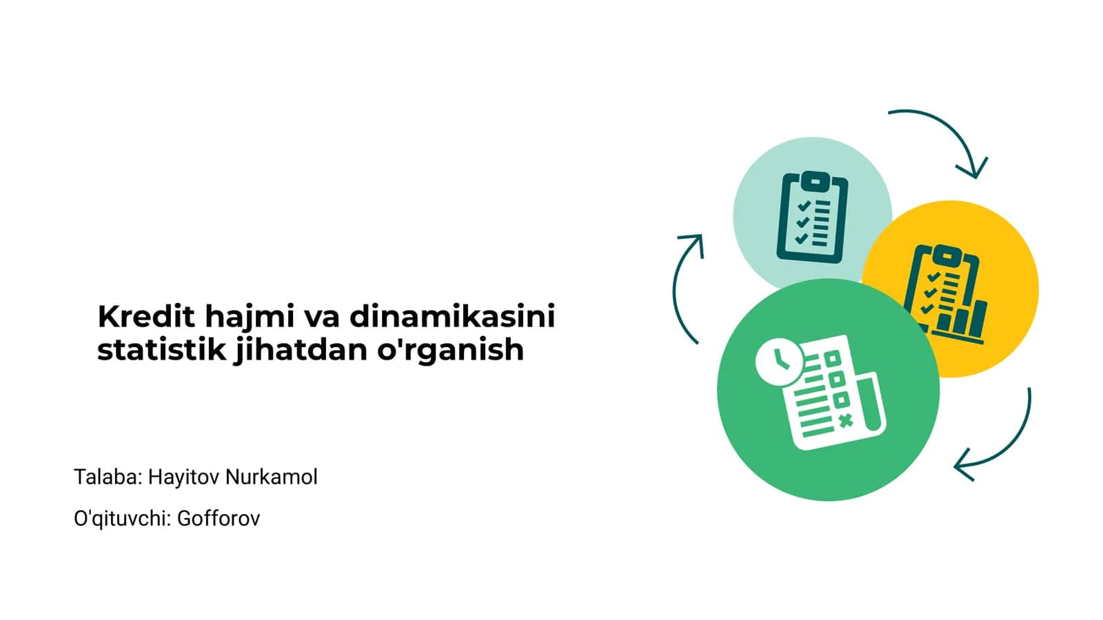 Kredit hajmi va dinamikasini statistik jihatdan o'rganish