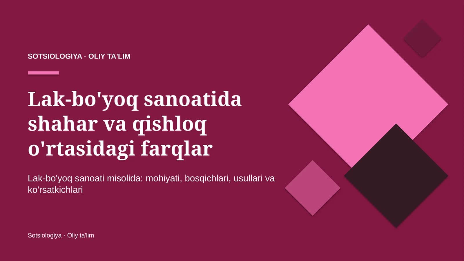 Lak-bo'yoq sanoatida shahar va qishloq o'rtasidagi farqlar