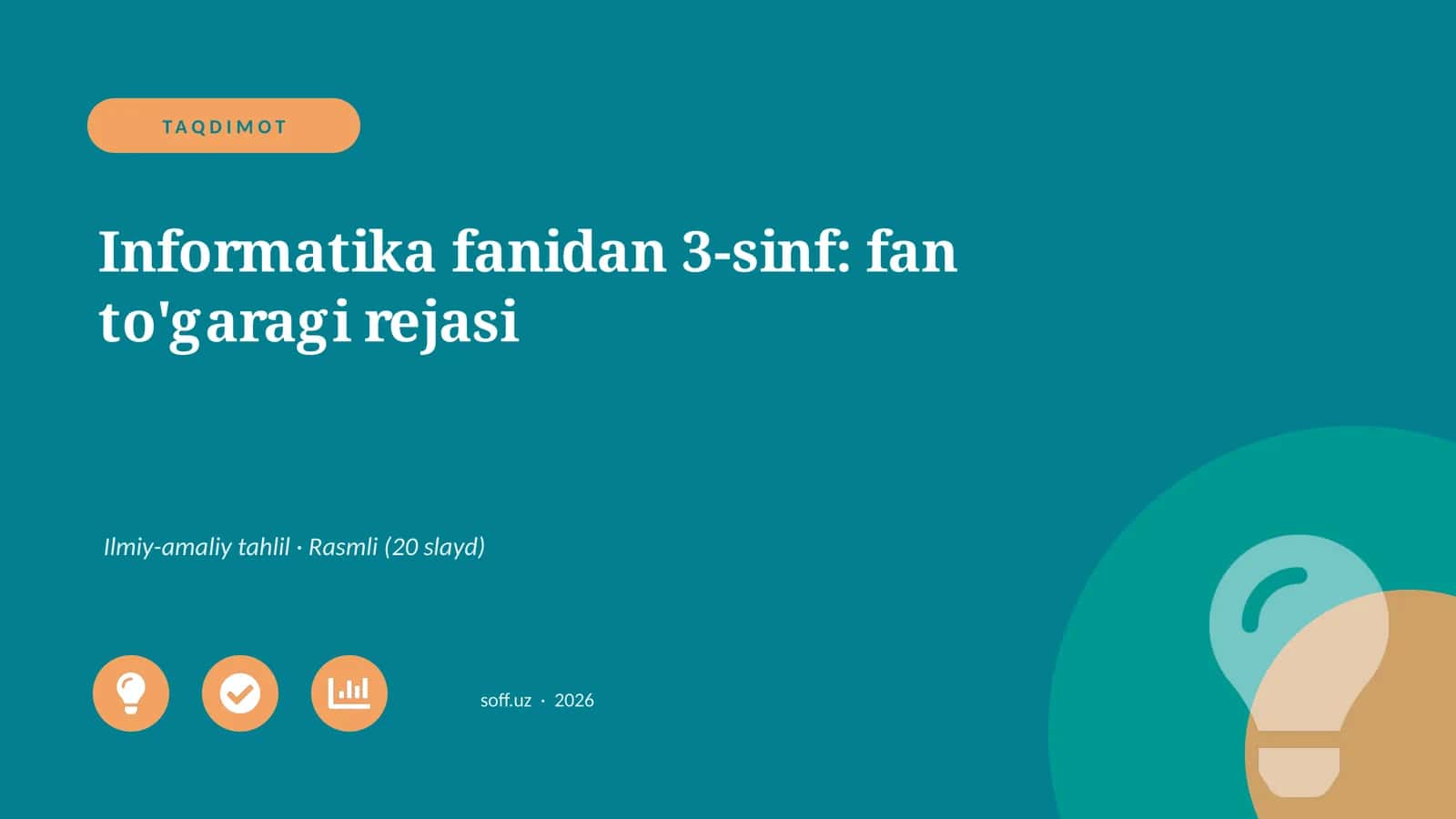 Informatika fanidan 3-sinf: fan to'garagi rejasi