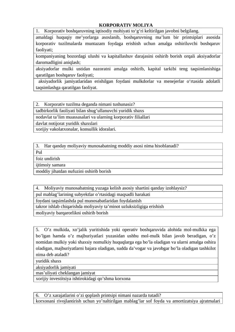 KORPORATIV MOLIYA