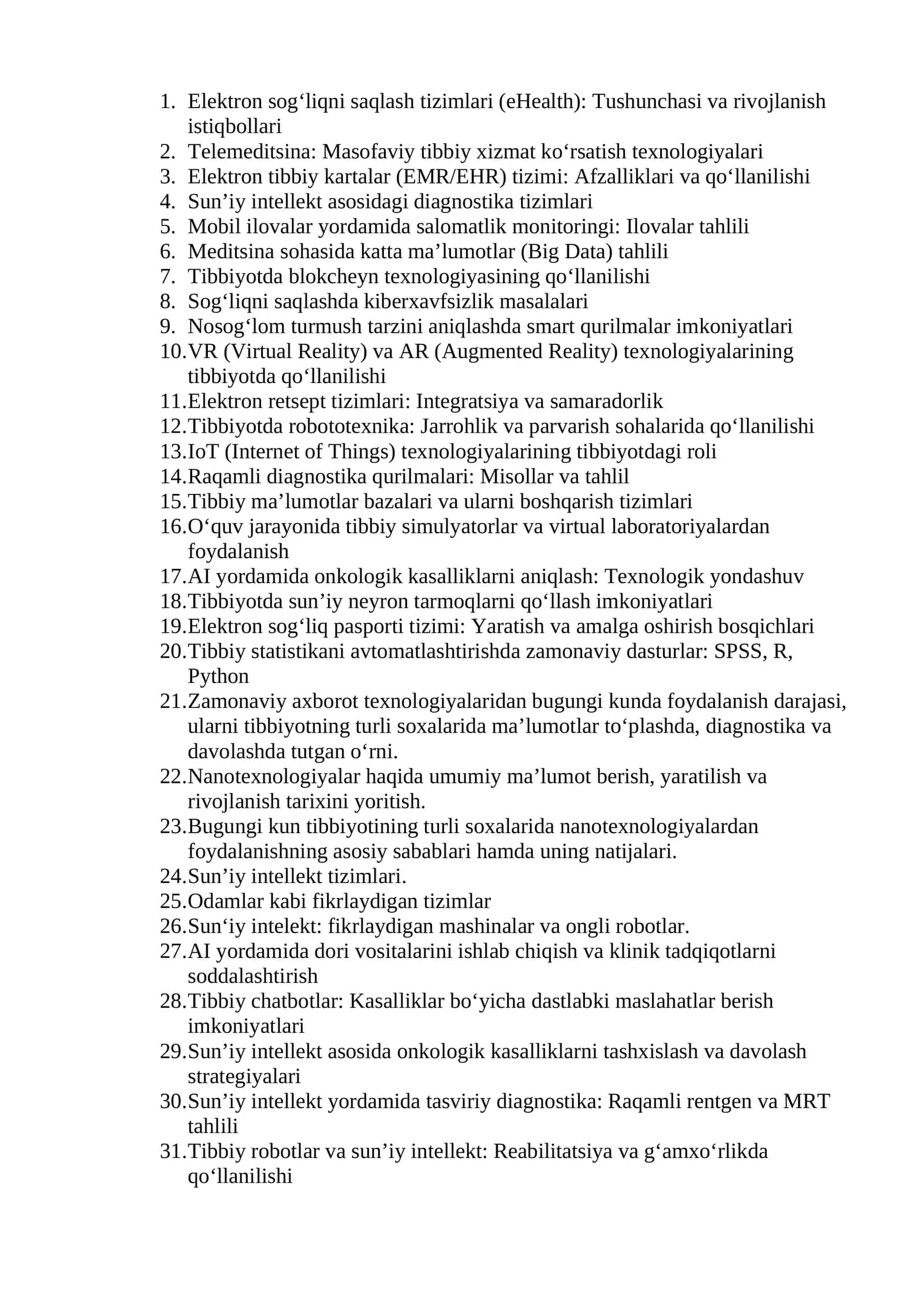 Elektron sog‘liqni saqlash tizimlari (eHealth): Tushunchasi va rivojlanish istiqbollari