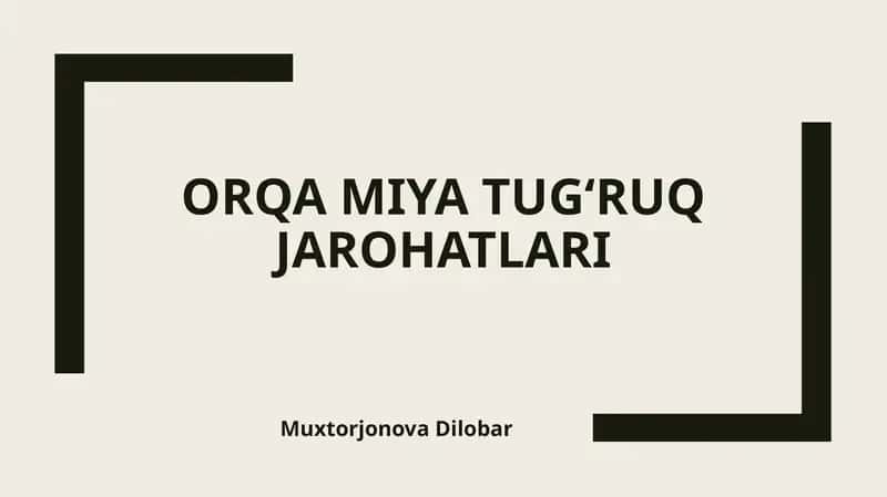 Orqa miya tug‘ruq jarohatlari