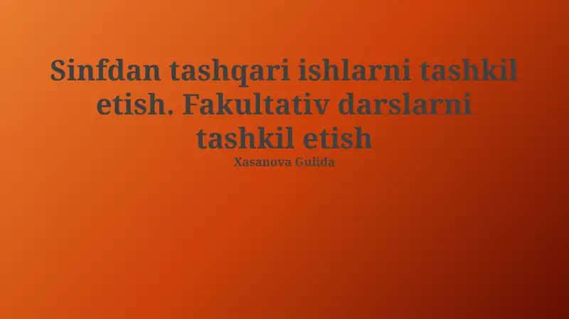 Fakultativ darslar