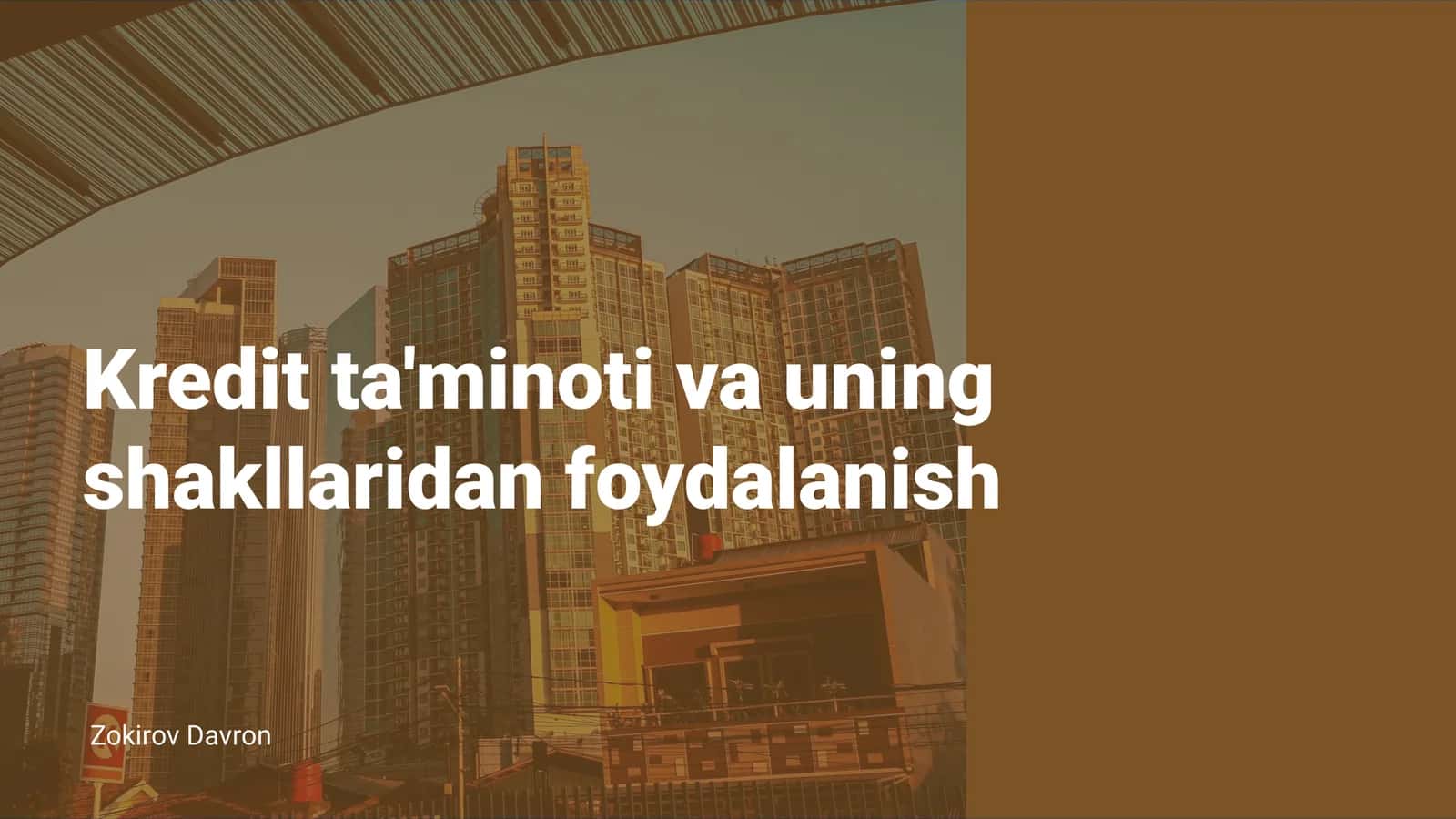Kredit ta'minoti va uning shakllaridan foydalanish