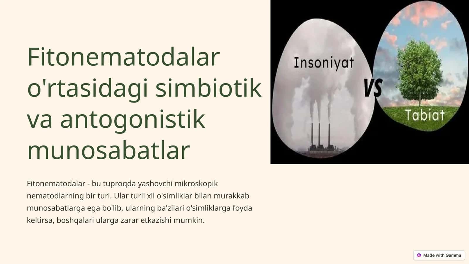 Fitonematodalar o'rtasidagi simbiotik va antogonistik munosabatlar