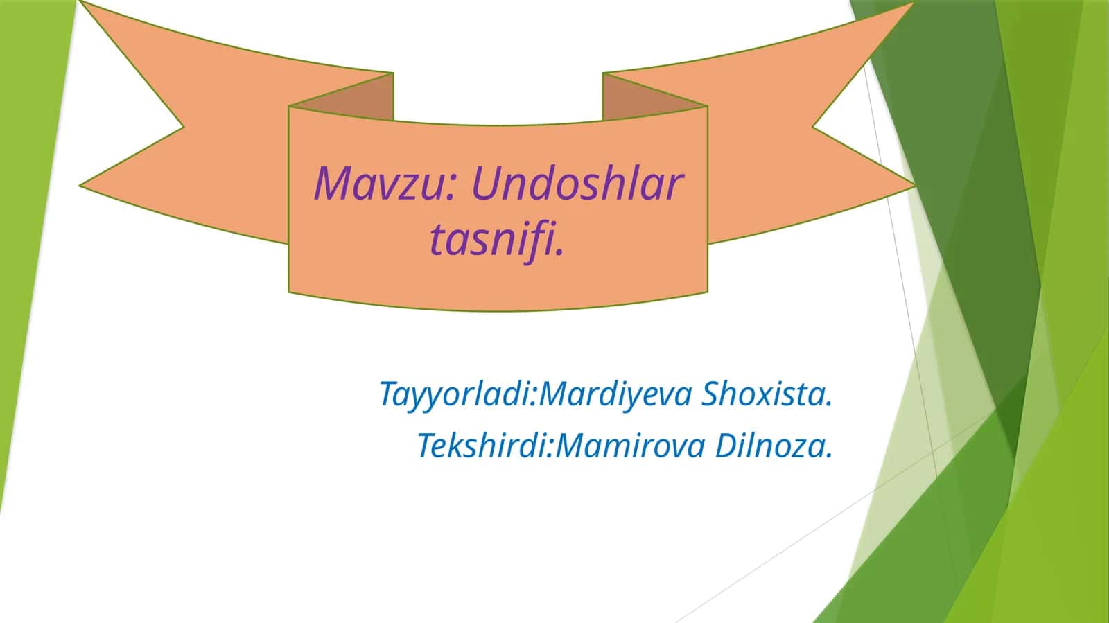 Undoshlar tasnifi