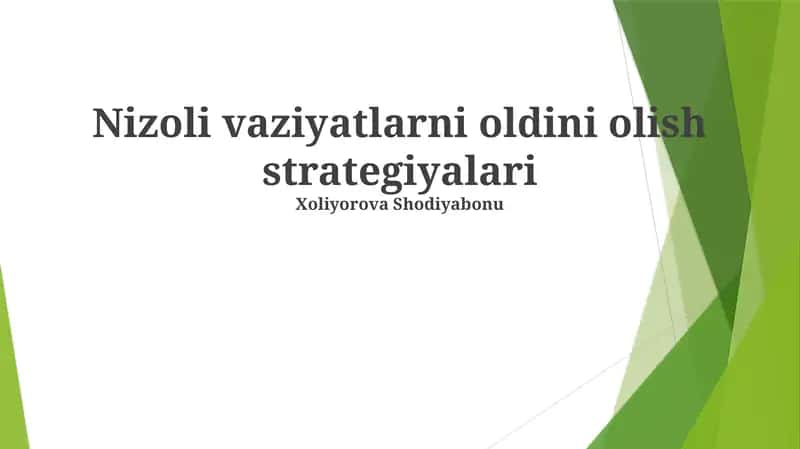 Nizoli vaziyatlarni oldini olish strategiyalari