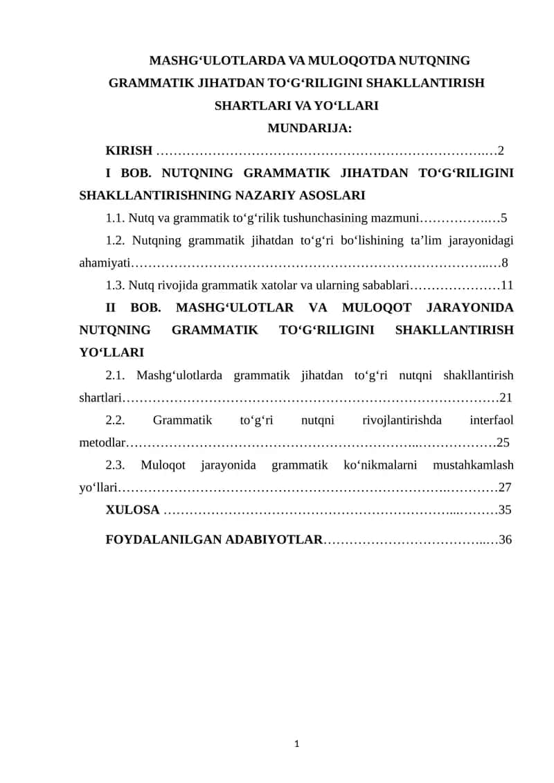 Nutqning grammatik jihatdan to‘g‘riligini shakllantirish shartlari va yo‘llari