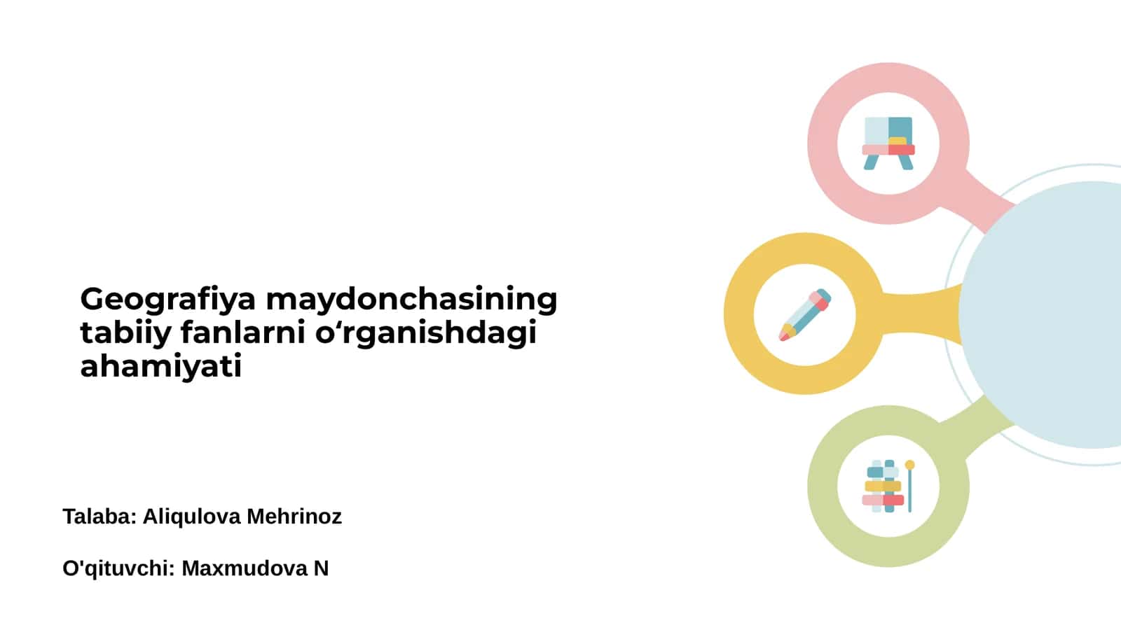 Geografiya maydonchasining tabiiy fanlarni oʻrganishdagi ahamiyati