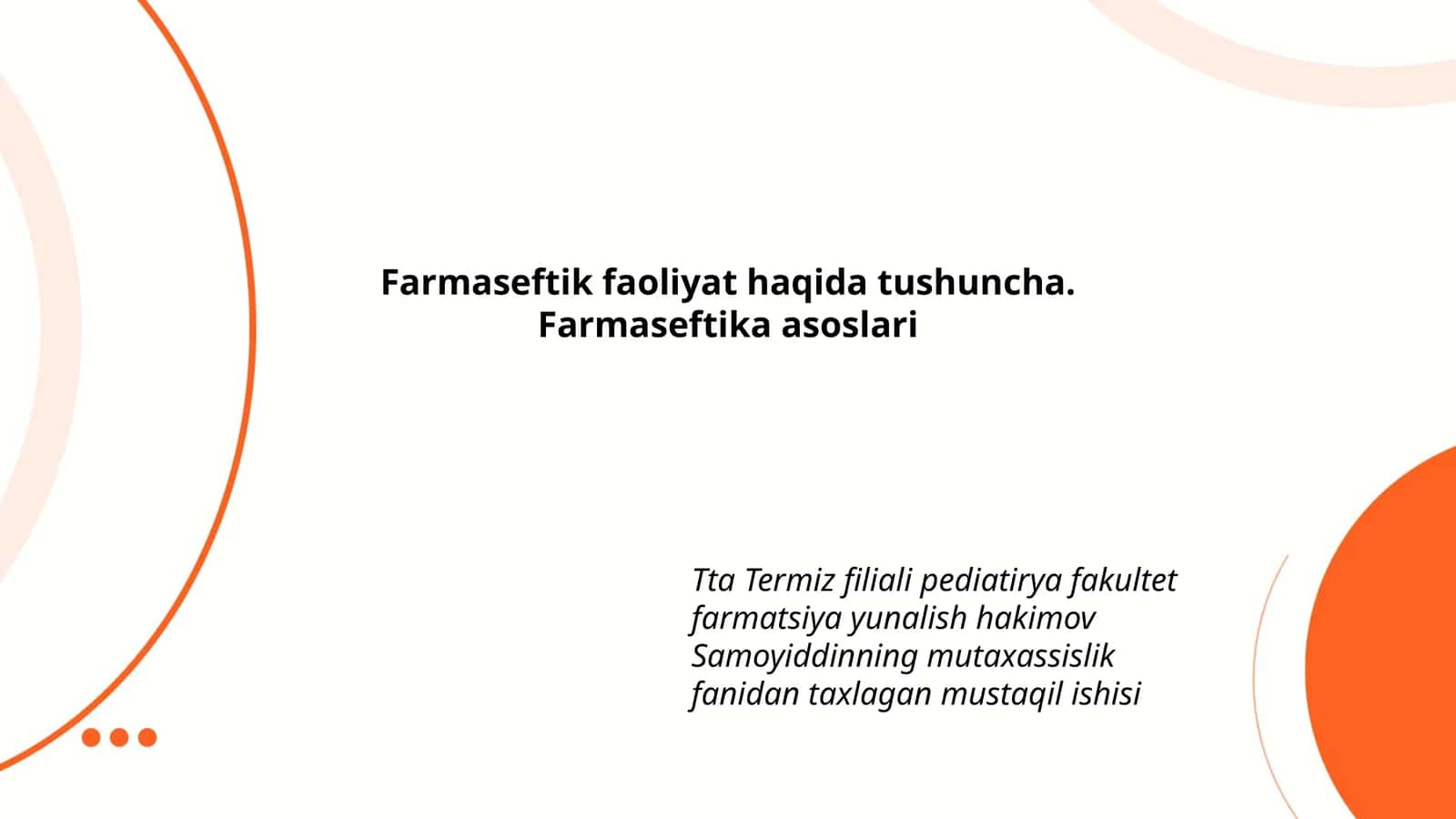Farmaseftik faoliyat haqida tushuncha