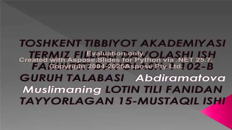 Muslimaning LOTIN TILI FANIDAN TAYYORLAGAN 15-MUSTAQIL ISHI