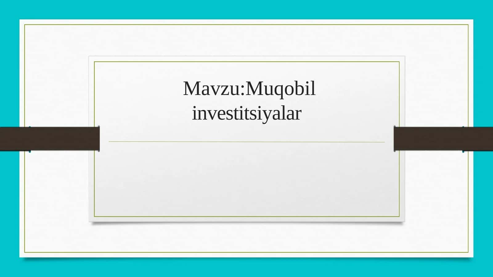 Muqobil investitsiyalar